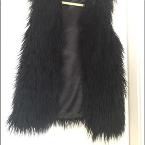 Black faux fur vest